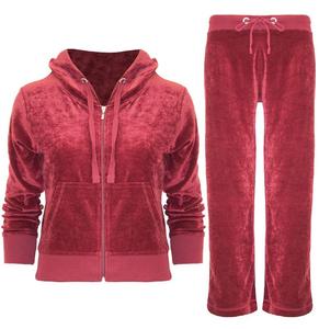 New <b>Women</b> Velour Velvet Ladies Hooded Long Sleeve Lounge wear <b>Tracksuit</b> Set <b>Women</b> velvet <b>tracksuits</b> <b>Pink</b> Velour <b>Women</b> <b>Tracksuits</b> - Product Image 3