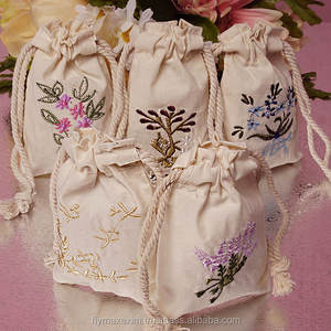 Bolsa de regalo de algodón con estampado bordado/bolsa de muselina de algodón bordada - Product Image 2