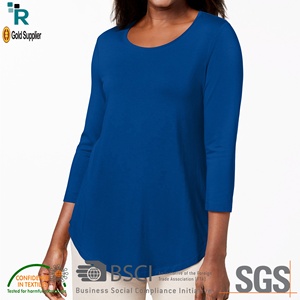 Camiseta de manga larga con logotipo personalizado para mujer, prendas de vestir de algodón de larga duración con patrón de diamantes impresos y botones de malla de rizo - Product Image 3