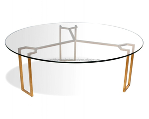 Meubles de luxe pour la maison Table basse pour salon Table basse en métal avec verre rond fournitures faciles fabriquées en inde - Product Image 1