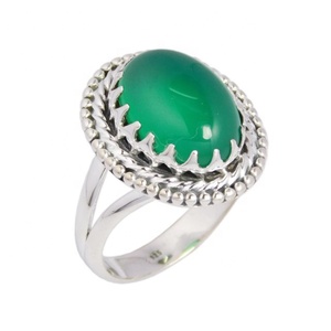 New Arrival Collection 2025 of 925 Sterling <b>Silver</b> Natural Green Onyx Gemstone Adjustable <b>Eternity</b> Vermeil <b>Ring</b> - Product Image 1