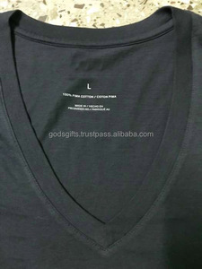 Mélange foncé pour grande taille col en V unisexe tricoté T-Shirt pas cher en gros personnalisé décontracté à manches courtes OEM Logo imprimé - Product Image 4