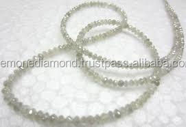 Collier/Brins de perles de diamant facettées grises et blanches 100% naturelles à prix raisonnable - Product Image 3