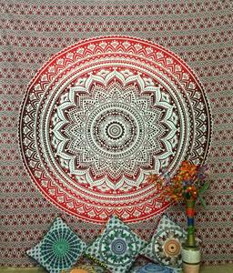 Queen Size Cotton <b>Bedspread</b> Mandala Flower Wall Hanging Bedsheet Printed Multiple Color Handmade By Indian Consigners - Product Image 1