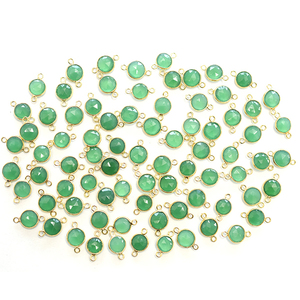 Connecteur de fabrication de bijoux fait main en argent sterling 925 plaqué or 14 carats avec onyx vert facetté de forme ronde - Product Image 1