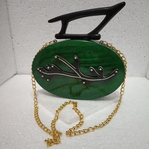 Bolso de mano indio de moda para mujer, bolso de noche de resina acrílica con patrón de caramelo para bodas - Product Image 4