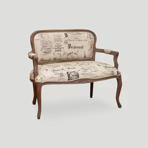 客厅椅子爱心座椅仿古外观木质印花织物组合沙发客厅家具欧式木质24