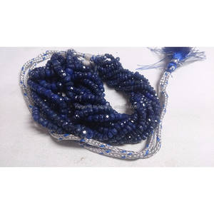 Perles de rondelle de corindon de saphir bleu teint Rondelles fendues pour la fabrication de bijoux - Product Image 1