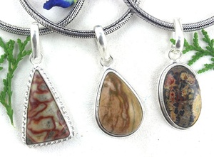 Dije de Plata de Ley 92.5 con Forma Mixta de Jaspe Natural, Diseño de Mariposa y Paisaje, Gema, Joyería para Niños y Mujeres, Grado AAA, Regalo - Product Image 3