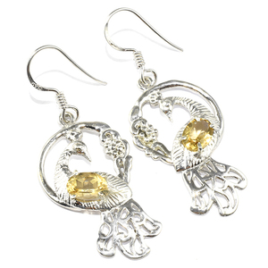 Elegantes Pendientes Huggie de Plata de Ley 925 con Citrino en Forma de Corazón y Bisel Amarillo, Estilo Bohemio, Piedra Preciosa Certificada por Terceros - Product Image 1