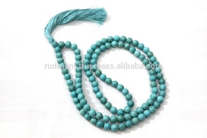 Venta caliente joyería religiosa india mujer turquesa seda borla anudada Yoga Mala espiritual collar de cadena de cuentas - Product Image 4