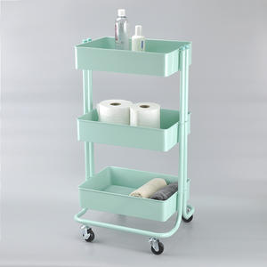 Chariot de cuisine moderne en plastique turquoise à 3 niveaux, style simple et élégant, 43x35x78cm - Product Image 2