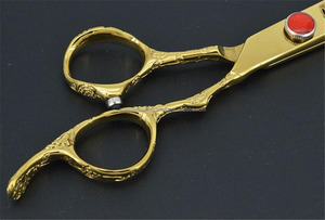 2020กรรไกรตัดผมมืออาชีพพร้อมด้ามมังกรชุบทองเครื่องมือความงามคมใบมีดเหล็กปรับสกรูได้ - Product Image 4