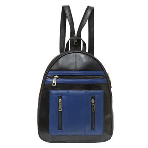 Mochila de cuero genuino de diseñador Combinación de colores elegante con cierre de cremallera y forro de poliéster Producto de tendencia - Product Image 1