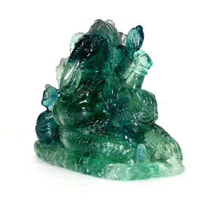 Statue de Ganesha fabriquée à la main Figurine multi-fluorite pierre semi-précieuse sculpture travail artisanal unique - Product Image 3