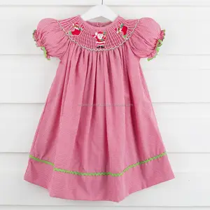 Cotton children wholesale hand smocked embroidered dresses