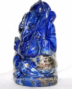 Sculpté à la main Religieux Ganesha Statue Figurine Lapis Lazuli Quartz Pierre Précieuse Sculpture Gravé Ornement De Noël - Product Image 2