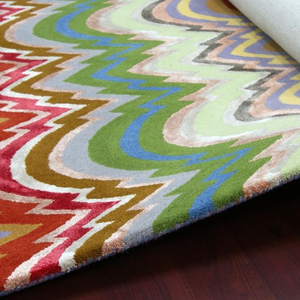 Alfombra de pared a pared de lana con mechones a mano moderna, patrón Ikat, pila media antideslizante para dormitorio, sala de estar, adultos, uso en el hogar/Hotel - Product Image 1