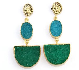 Pendientes de compromiso para mujer, joyería a la moda, color verde y azul cielo, colgantes de gota, diseño bohemio, aretes llamativos - Product Image 1