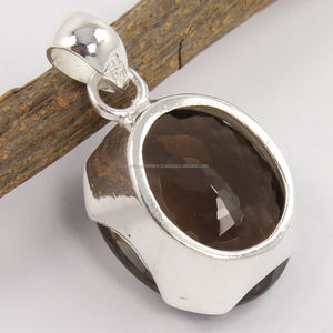 Pendentif en argent Sterling 925, bijoux tendance, en QUARTZ fumé naturel, grande pierre précieuse - Product Image 2
