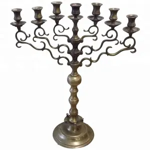 Brass Menorah Nhà Thờ Brass Antique Pewter Đèn Lồng Gỗ Candle Holder Dệt Kim Hươu Cao Cổ Candle Holder