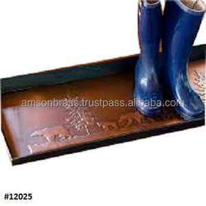 Bandeja de bota de metal Bandeja de bota galvanizada Hecho a mano Uso multiusos Rectangular Cobre Bandeja de bota de metal antiguo - Product Image 5