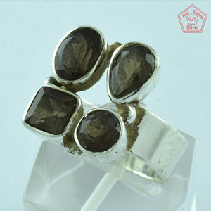 Bague en argent Sterling 925 avec pierre de Quartz fumé, bijoux, vente en gros - Product Image 3