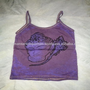 Camisetas de Tirantes de Algodón Teñido de Color Sólido con Estampado de Dioses Hindúes, Transpirables, Cortas, Estilo Indie Folk, Ropa para Mujer - Product Image 4