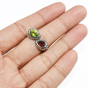 Ravissant péridot en forme de poire en grenat, bagues en argent Sterling 925, vente en gros de bijoux en argent, bijoux en argent indien - Product Image 4