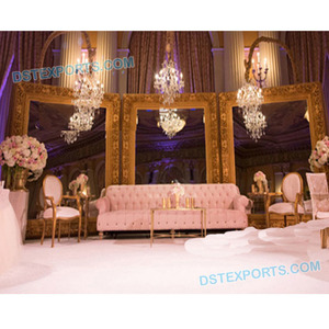 Paneles Dorados para Escenario de Boda India, Paneles Grandes de Fibra Dorada, Marcos Cuadrados de Fibra para Escenario de Boda, Fondo de Escenario, Sudáfrica, España - Product Image 1