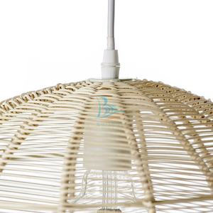 Contemporain crème rotin osier panier pendentif abat-jour rustique ferme minimaliste scandinave milieu du siècle méditerranéen - Product Image 2