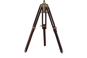 Trépied en bois fait à la main, finition Antique, support en bois métallique de 30 pouces, support en bois brun avec finition Antique - Product Image 2