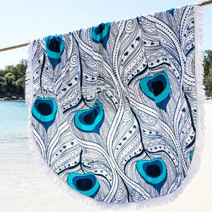 ใหม่เสื่อโยคะสไตล์ยิปซีขนนกยูงสีฟ้าแขวนผนังฟลูออเรสเซนต์ออบัสสันตกแต่งผนังผ้าเช็ดตัวชายหาดมีพู่ขนนกยูง - Product Image 4