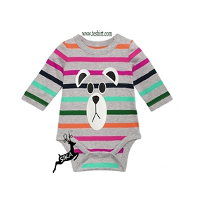 OEM /ODM 100% Cotton Cute plain baby rompers baby raglan sleeve romper rainbow print wholesale romper online sale india tirupur - Product Image 1