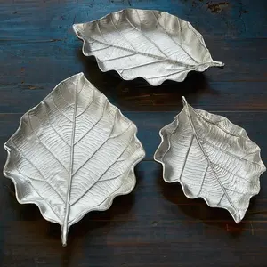 Juego de 3 bandejas decorativas con forma de hoja elegante, perfecto para centro de mesa, accesorio de decoración del hogar elegante multiusos - Product Image 1