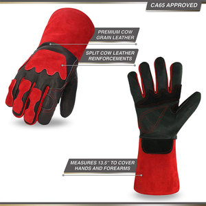Gants de soudage en cuir de mouton unisexes à haute résistance à l'usure Gants de sécurité au travail anti-coupure Gants de jardin en gros - Product Image 5