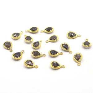 Cuarzo ahumado Forma de pera 925 Bisel de plata esterlina Colgante chapado en oro Fabricación de joyas hechas a mano - Product Image 4