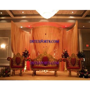 Conjunto de muebles de escenario de boda real, conjunto de sofá dorado, dos plazas para escenario, recepción de boda nocturna - Product Image 1