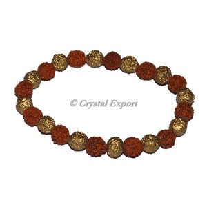 Compra en línea pulseras Rudraksha con piedras preciosas recubiertas de oro estilo mascota curativa hecha a mano - Product Image 1