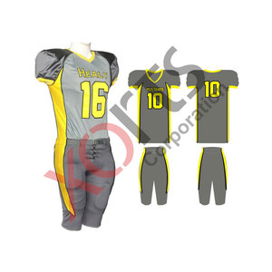 Venta caliente gris y amarillo transpirable Spandex y malla sublimación uniforme de fútbol americano hecho a medida camiseta de fútbol americano - Product Image 1