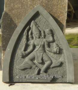 Estatua en relieve de piedra de mármol de los dioses hindúes de Shiva Champa, diseño oriental tallado a mano para uso en templo de jardín interior y exterior - Product Image 3