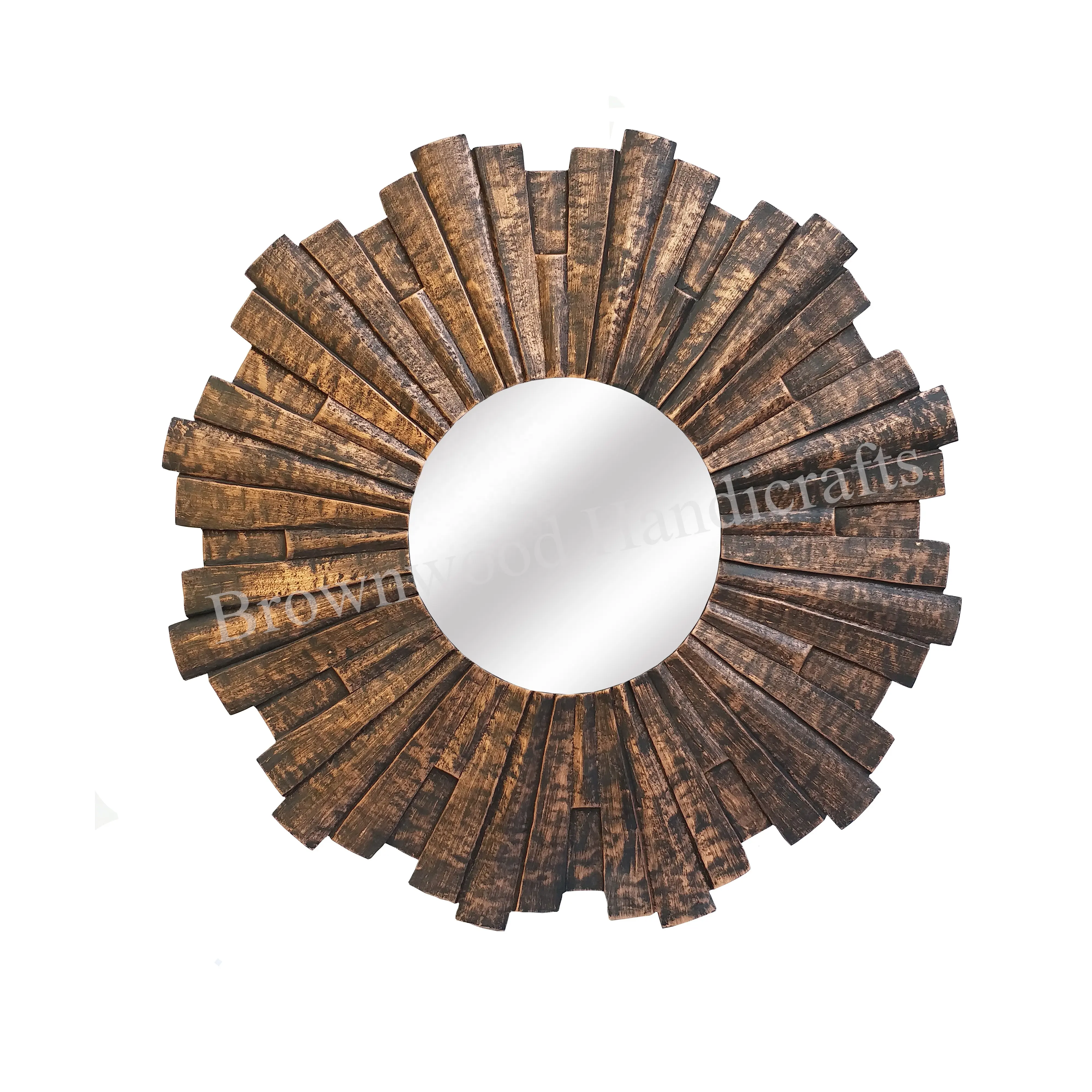 Elegant Design Vintage Look Handmade Round Wooden Dressing Mirror Frame Wood Carved Designed Mirrir Frame For Decor