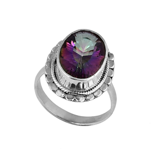 10X14mm hecho a mano sólido 925 anillo de plata esterlina colorido Topacio místico piedra preciosa moda boda fiesta joyería mayorista directo - Product Image 1