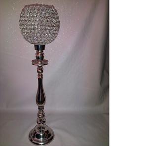 Soporte de pilar de bola de cristal con acabado plateado hecho a mano, decoraciones para fiesta de boda, características de Metal, también se puede usar candelabro - Product Image 1