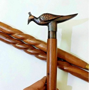 Diseño de mango de latón Vikingo, mango de cabeza de pavo real, Vintage bastón de madera, regalo para jóvenes, bastón de lujo, regalo - Product Image 2