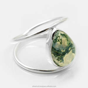 925 Sterling Silver <b>Moss</b> <b>Agate</b> Gemstone Handmade <b>Ring</b> for Wedding <b>Engagement</b> Party or Anniversary - Product Image 1