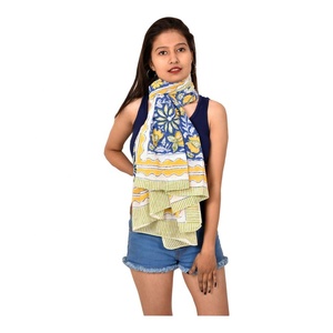 Sarong de algodón suave para mujer, bufanda con estampado Floral de bloque de mano de alta calidad india, ropa de playa, cubierta de Bikini, venta al por mayor - Product Image 2