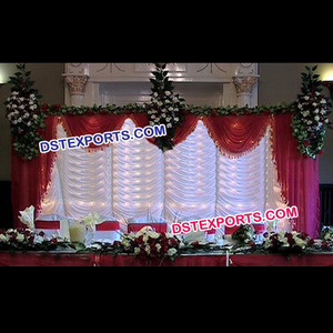 Telón de fondo Lehariya de boda de nuevo diseño, escenario de boda asiática cortina de fondo iluminada, fondo drapeado de escenario de boda - Product Image 1