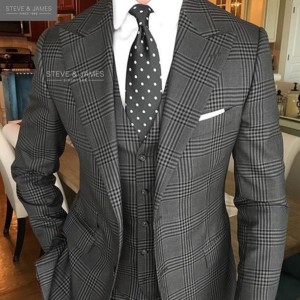 Costume homme Steve & James en 100 % laine, col en V, simple boutonnage, avec propriétés anti-plis et respirantes - Product Image 5