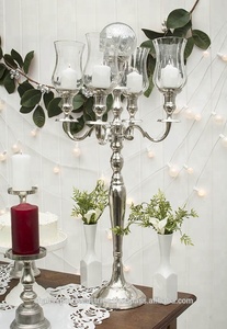 Simple Creative Glass Hurricanes <b>Gold</b> Plated <b>Candelabra</b> Wedding Decorated 5 Arms Candle Holder Excellent Choice - Product Image 5